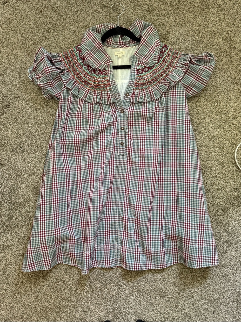 NWOT Anthropologie Smocked Plaid dress with stitched detail